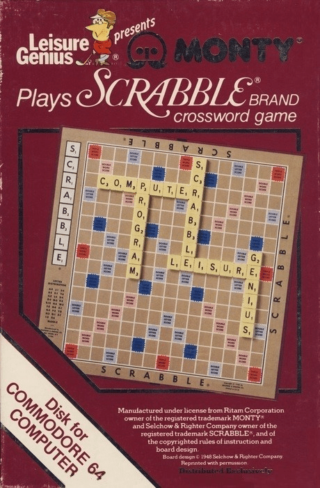 Monty Plays Scrabble box art for Commodore 64